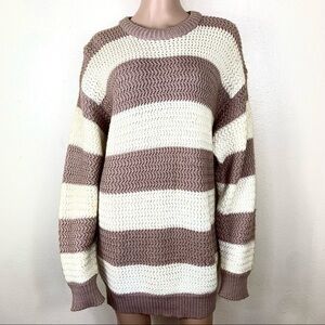 ASTORONE Women’s Sweater Plaid Brown cream sz L